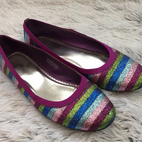 Other - Lands End Glitter Stripe Purple Blue Pink Flat
